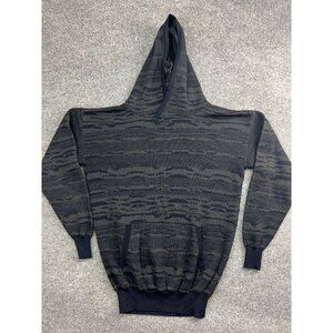 Morse Code Hoodie Men's Small Black Gray Camouflage Pullover Polyester